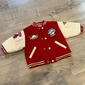Baseball Varsity Jacket Red and Cream Baby Size 6-9 Months